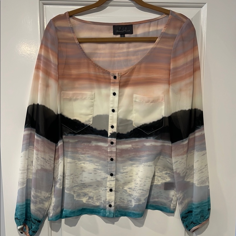 Patterson Kincaid Sunset Sheer Multicolor Blouse